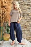 Kiti Paisley Damask 7/8 Barrel Leg Pant Navy
